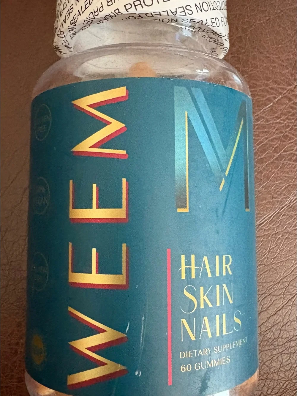 WLEEM Hair Skin Nails Gummies - Teal & Gold Bottle